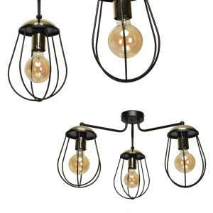 Lampa sufitowa OLIMP BLACK / GOLD 3xE27 60W - obrazek 1